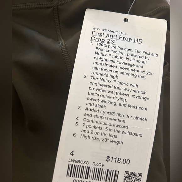 Lululemon Fast and Free High-Rise Crop II 23" - Picture 5 of 5